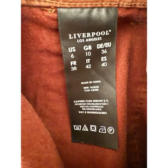 Liverpool Los Angeles Womens Cropped Jogger Pants Brown Size 6/28 With Zippered - Picture 7 of 8